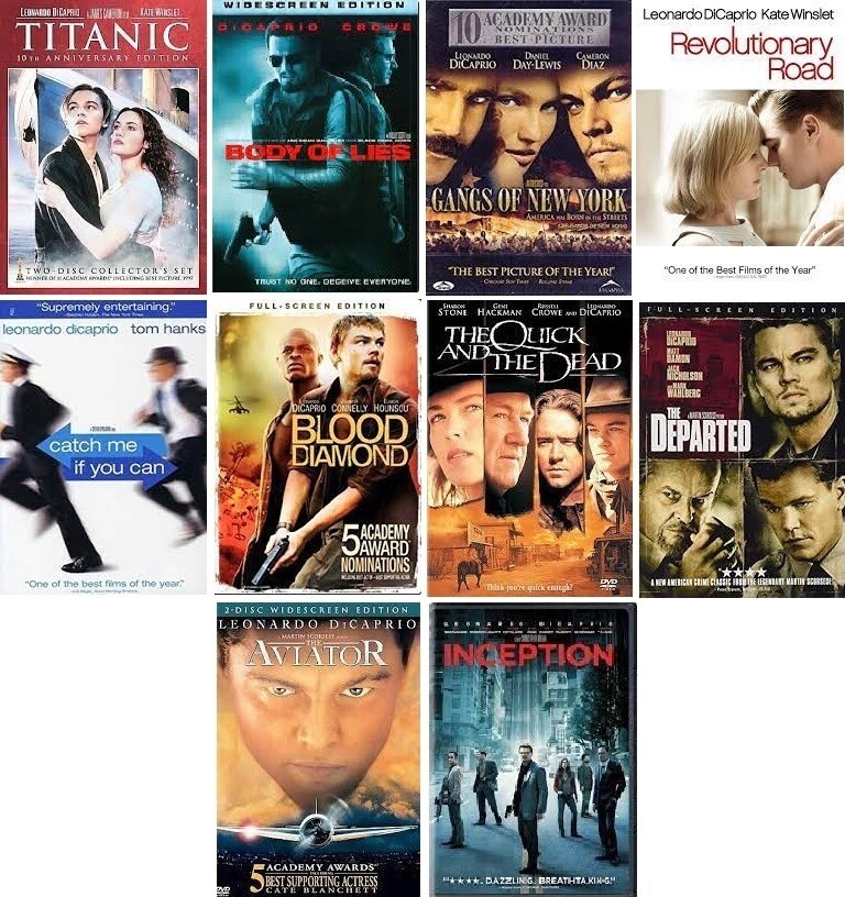 Leonardo DiCaprio 10 Film Collection (DVD) Complete Title Listing In Description