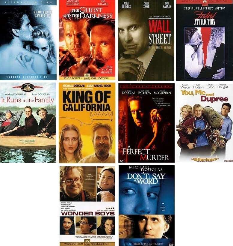 Michael Douglas 10 Film Collection (DVD) Complete Title Listing In Description.