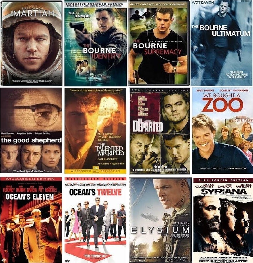 Matt Damon 12 Film Collection (DVD) Complete Title Listing In Description
