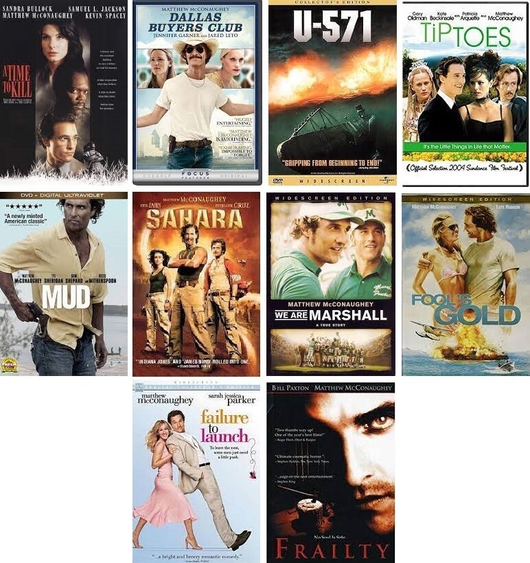 Matthew McConaughey 9 Film Collection (DVD) Complete Title Listing In Description.
