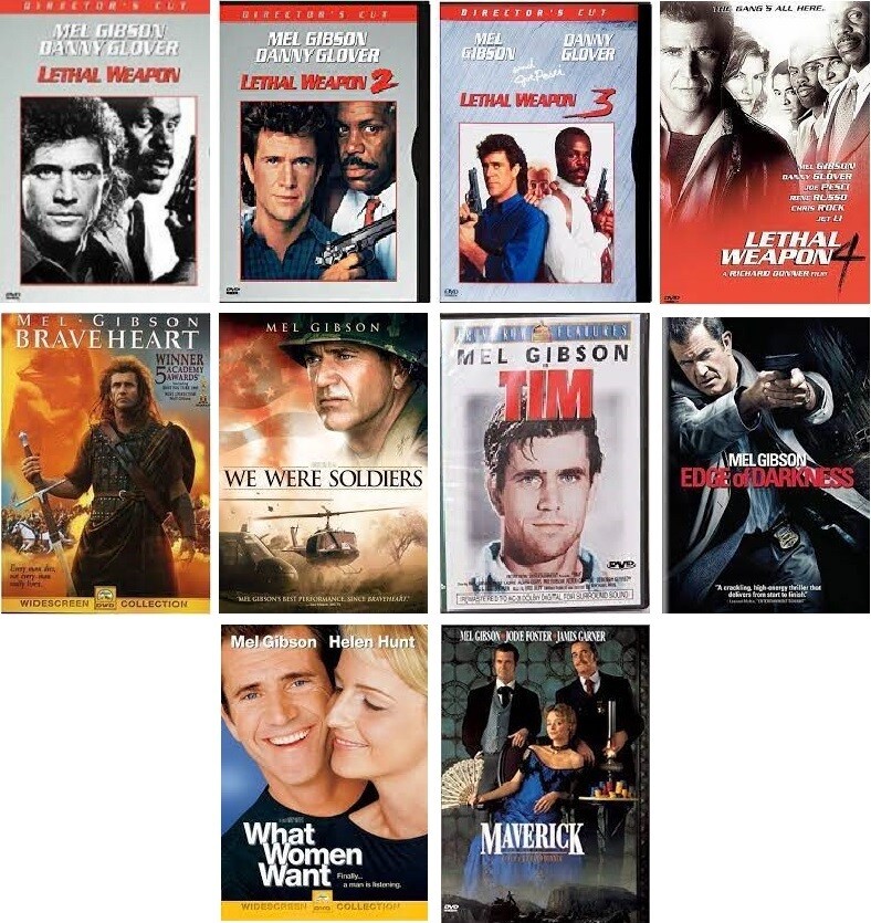 Mel Gibson 10 Film Collection (DVD) Complete Title Listing In Description.