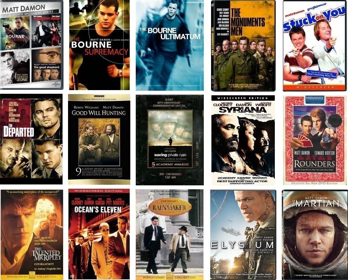 Matt Damon 18 Film Collection (DVD) Complete Title Listing In Description.