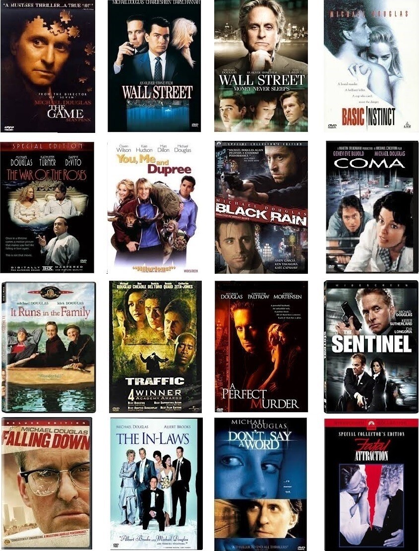 Michael Douglas 16 Film Collection (DVD) Complete Title Listing In Description