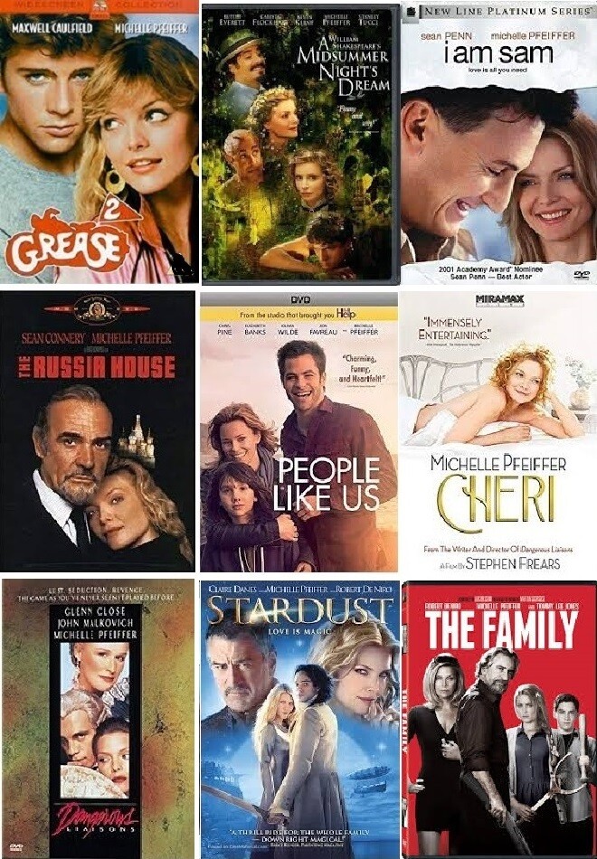 Michelle Pfeiffer 9 Film Collection (DVD) Complete Title Listing In Description.