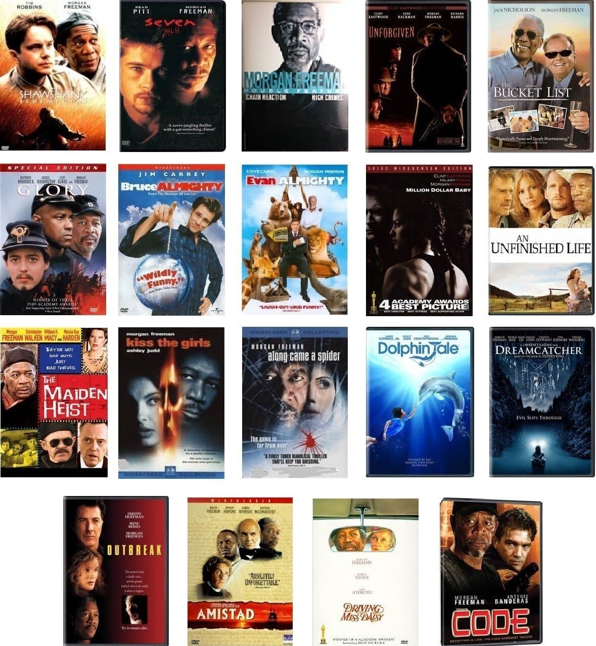 Morgan Freeman 20 Film Collection (DVD) Complete Title Listing In Description