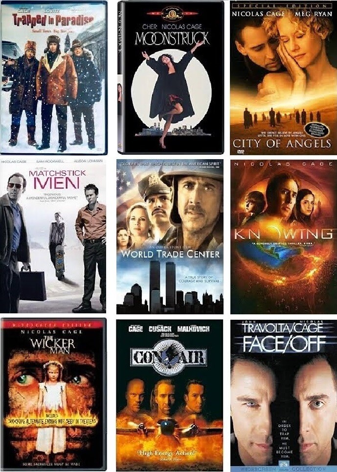 Nicolas Cage 9 Film Collection (DVD) Complete Title Listing In Description.