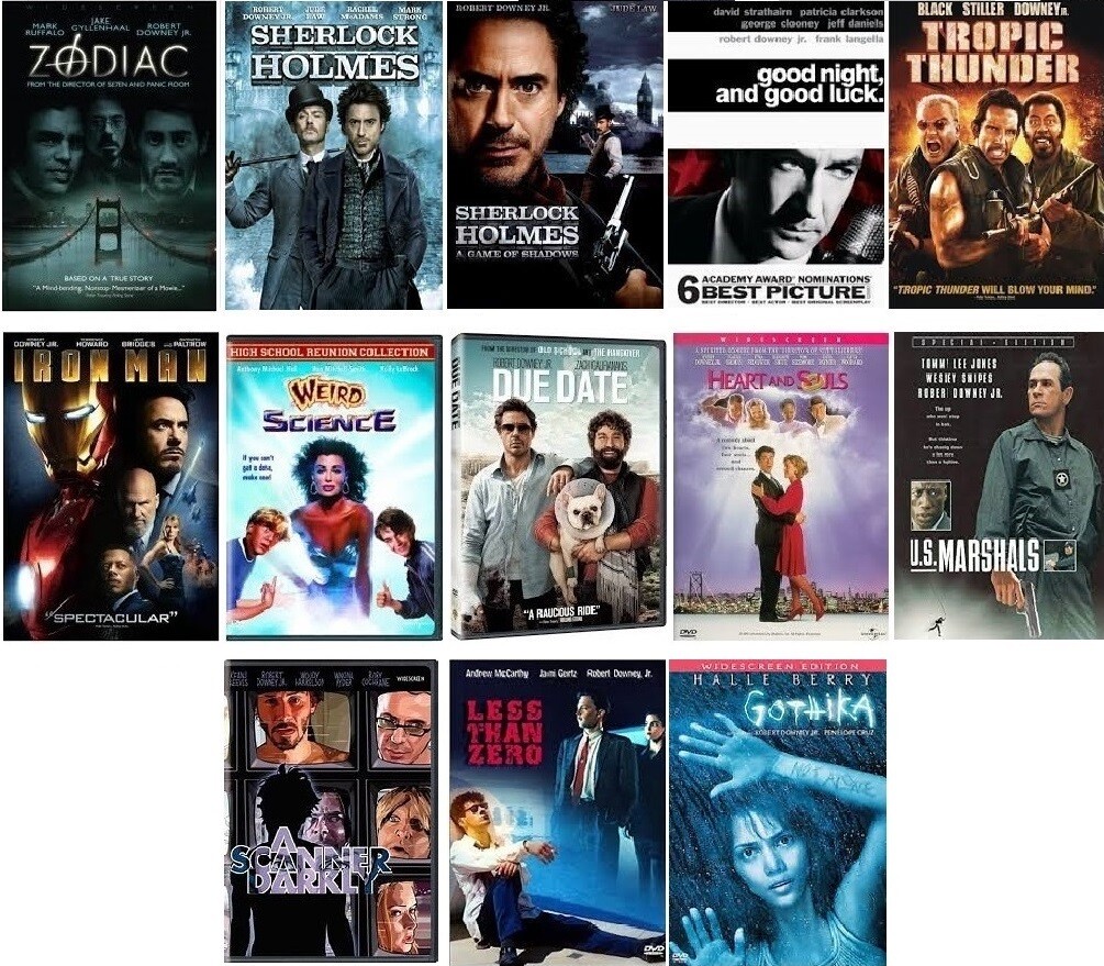 Robert Downey Jr. 13 Film Collection (DVD) Complete Title Listing In Description.