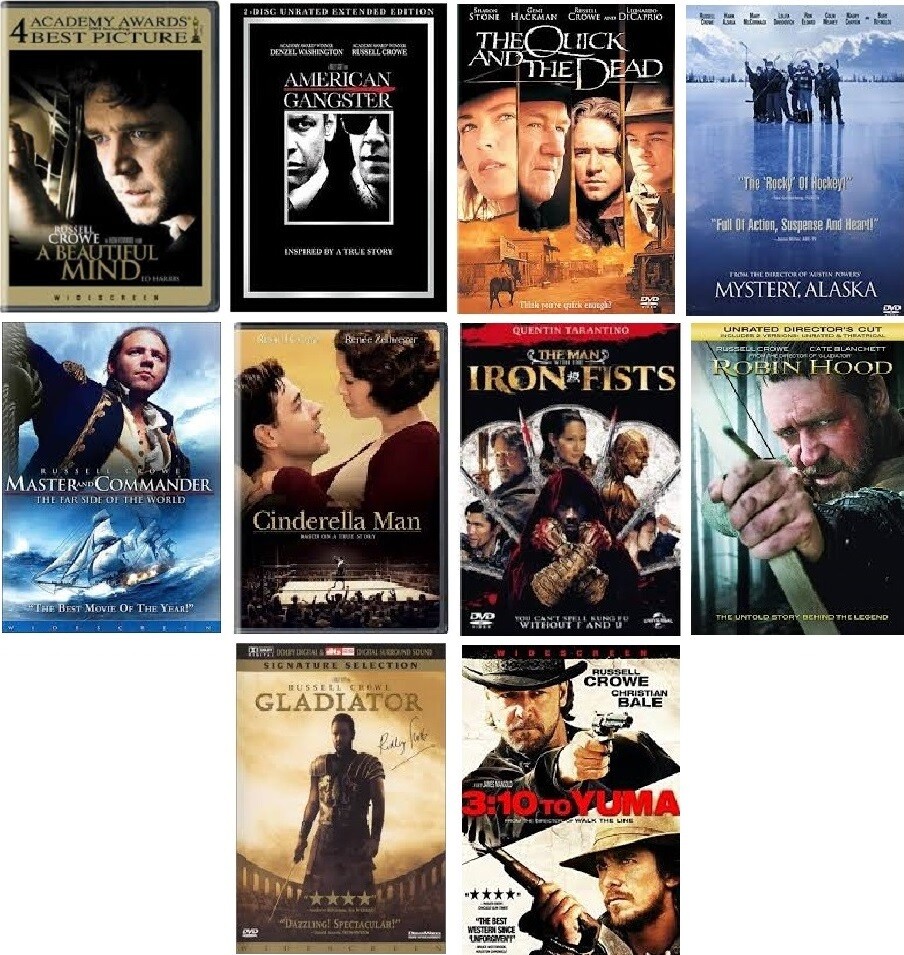 Russell Crowe 10 Film Collection (DVD) Complete Title Listing In Description.