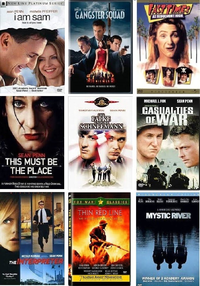 Sean Penn 9 Film Collection (DVD) Complete Title Listing In Description.