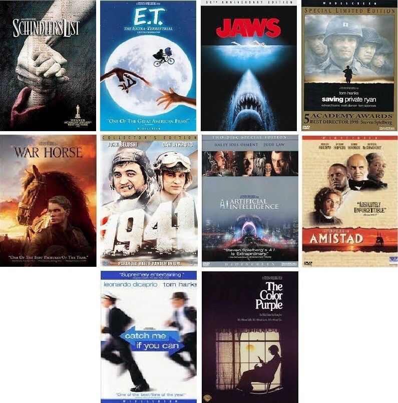 Steven Spielberg 10 Film Collection (DVD) Complete Title Listing In Description