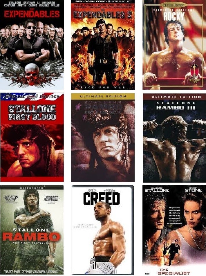 Sylvester Stallone 9 Film Collection (DVD) Complete Title Listing In Description.