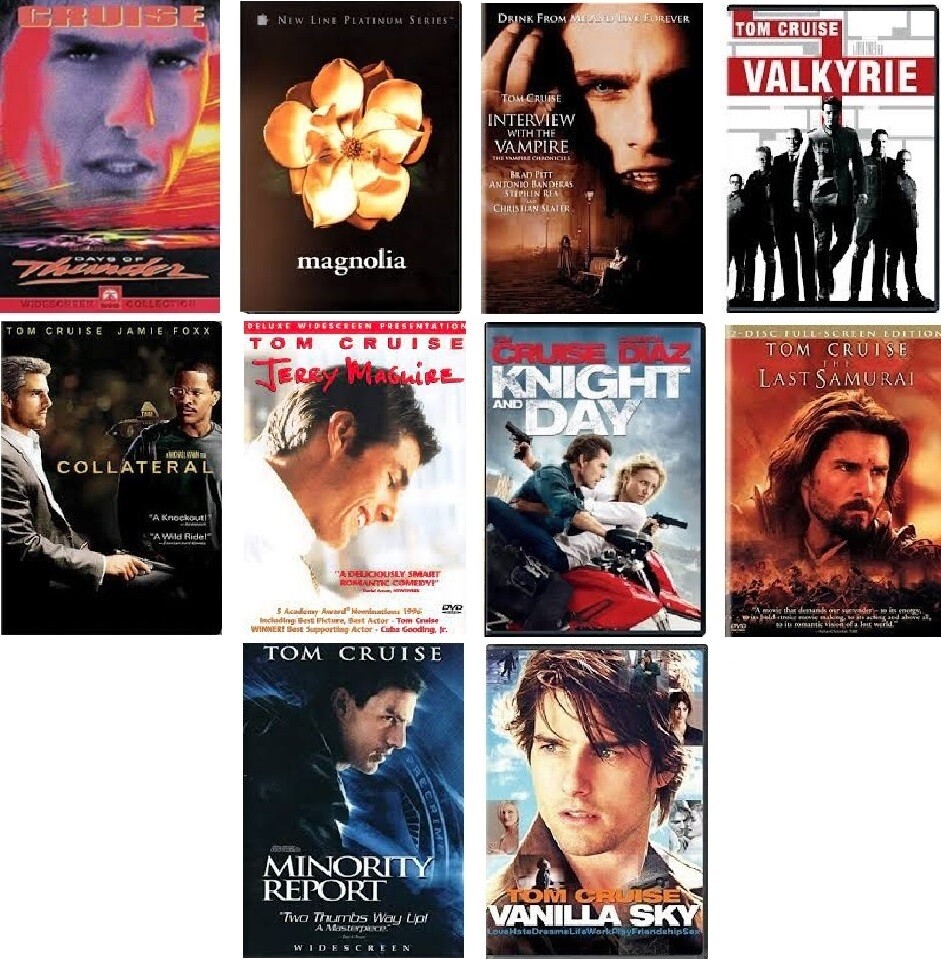 Tom Cruise 10 Film Collection (DVD) Complete Title Listing In Description.