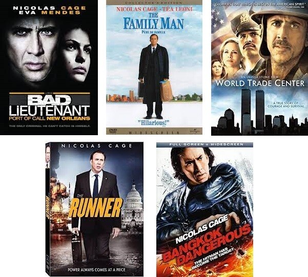 Nicolas Cage 5 Film Collection (DVD) Complete Title Listing In Description