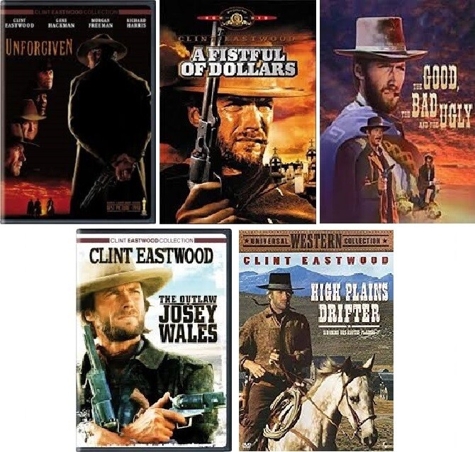 Clint Eastwood 5 Film Collection (DVD) Complete Title Listing In Description.