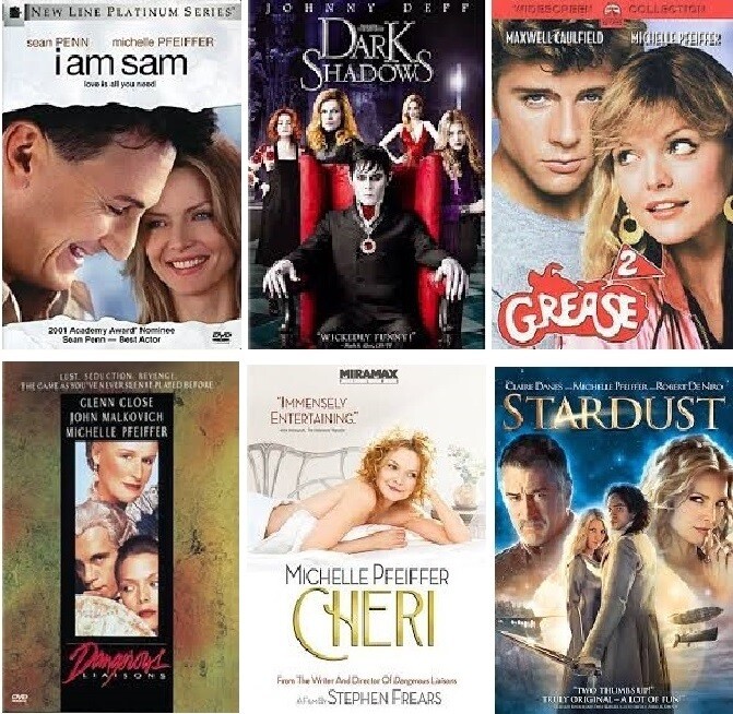 Michelle Pfeiffer 6 Film Collection (DVD) Complete Title Listing In Description.