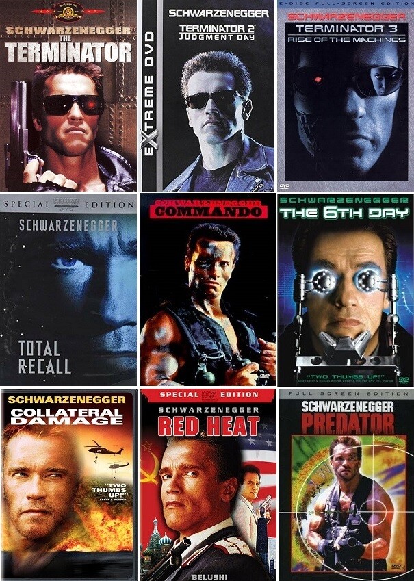 Arnold Schwarzenegger 9 Film Collection (DVD) Complete Title Listing In Description