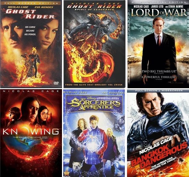 Nicolas Cage 6 Film Collection (DVD) Complete Title Listing In Description