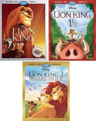 Disney&#39;s The Lion King Triple Feature (Blu-ray/DVD) Complete Title Listing In Description