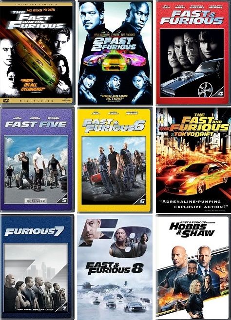 The Fast and the Furious 9 Film Collection (DVD) Complete Title Listing In Description
