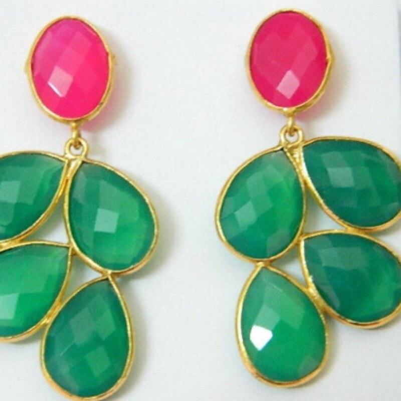 Isabella Edelstein Ohrring pink/grün