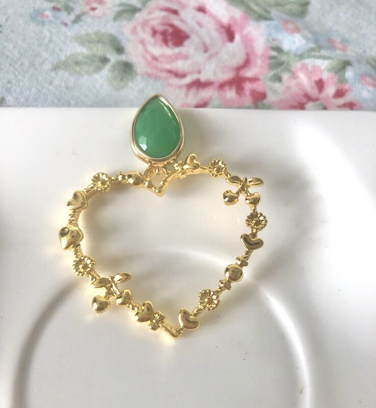 Ohrring Heart Grün