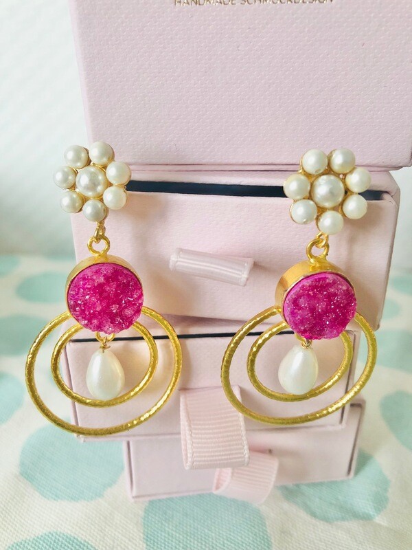 Blütenstecker mit Halbedelsteinen in Pink Blütenstecker mit Halbedelsteinen in Pink