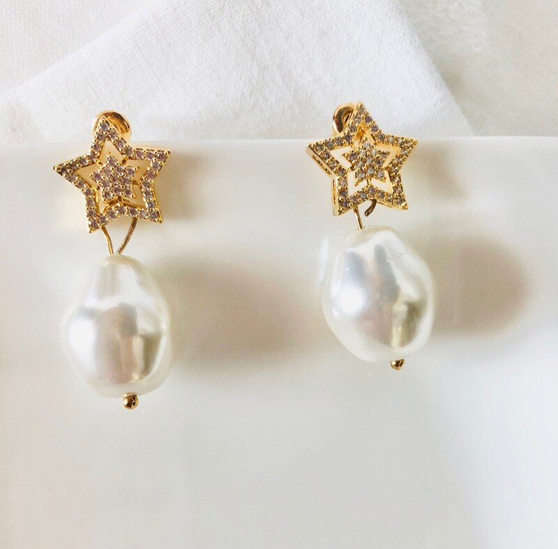 Sternchen Ele mit Perle 925 Sterling Silber vergoldet 20K