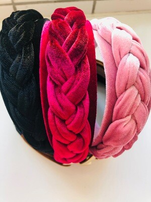 Breiter geflochtener Samt Haarreifen in versch. Farben Schwarz,Pink und Rosa