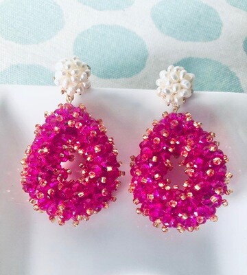 Marla Blütenstecker mit Kristall Tropfen in Pink