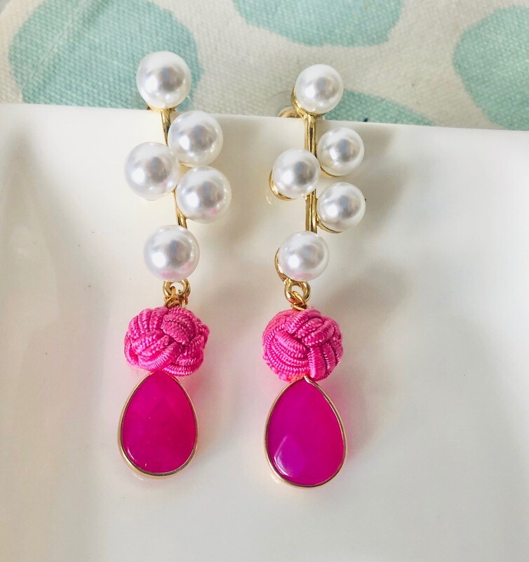 Perlenlüster mit Edelstein in Pink