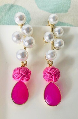 Perlenlüster mit Edelstein in Pink