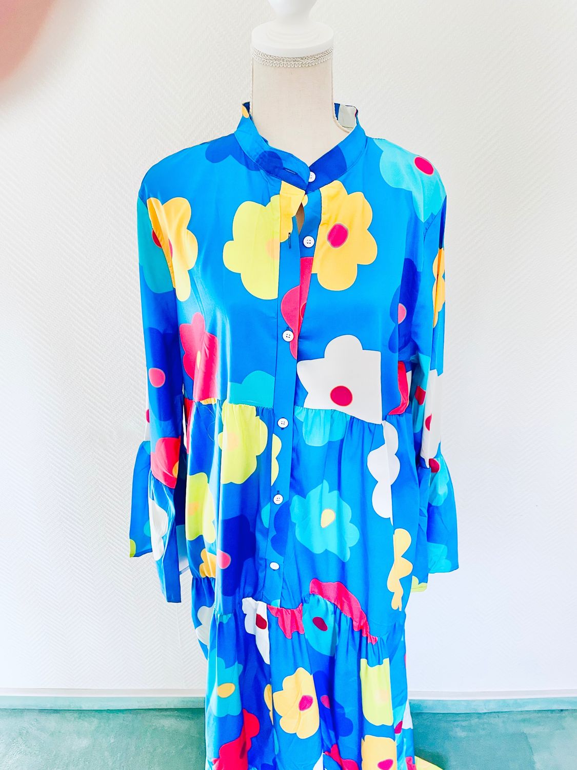 Flower Power Kleid in blau One Size
