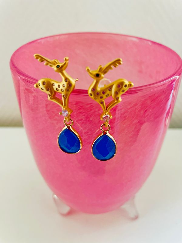 Bambi 925 Sterling Silber 20K vergoldetmit  in blau