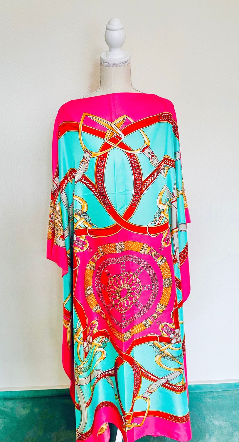 Kimono/Kaftan in Pink mit Steigbügel Motive One Size