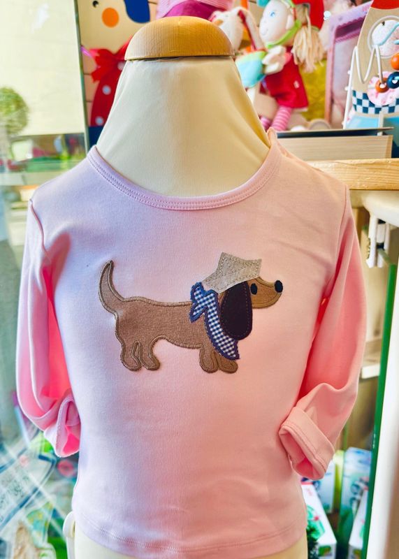 Tshirt Dackel in Rosa oder Hellblau