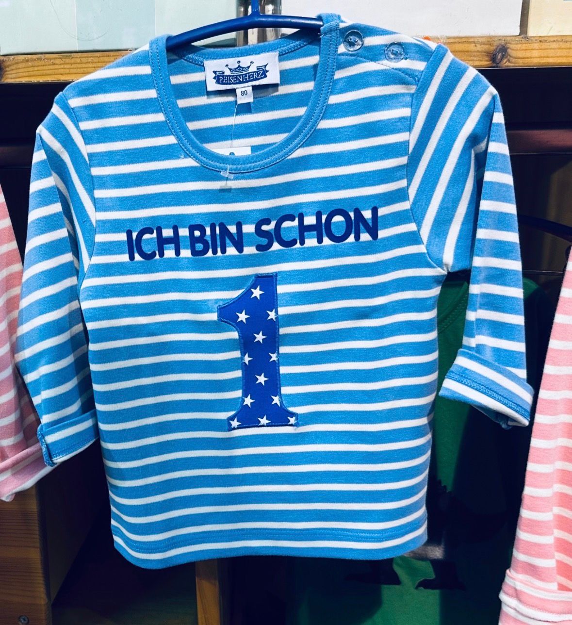 Ich bin schon…  1  in rosa oder hellblau