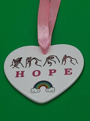 Hope & Rainbow Ceramic Heart
