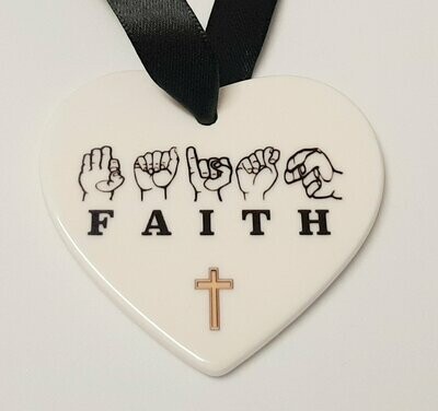 Faith and Cross Ceramic Heart