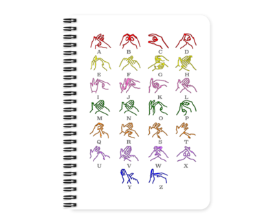 BSL Alphabet Notebook in Rainbow Colours