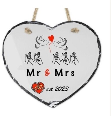 BSL Hanging Mr & Mrs, Wedding Heart