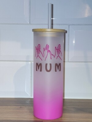 17oz, MUM, Ombre Frosted Glass Tumbler