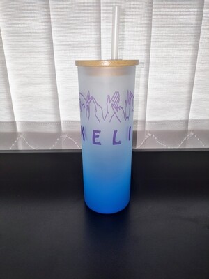 17oz, Personalised, Ombre Frosted Glass Tumbler
