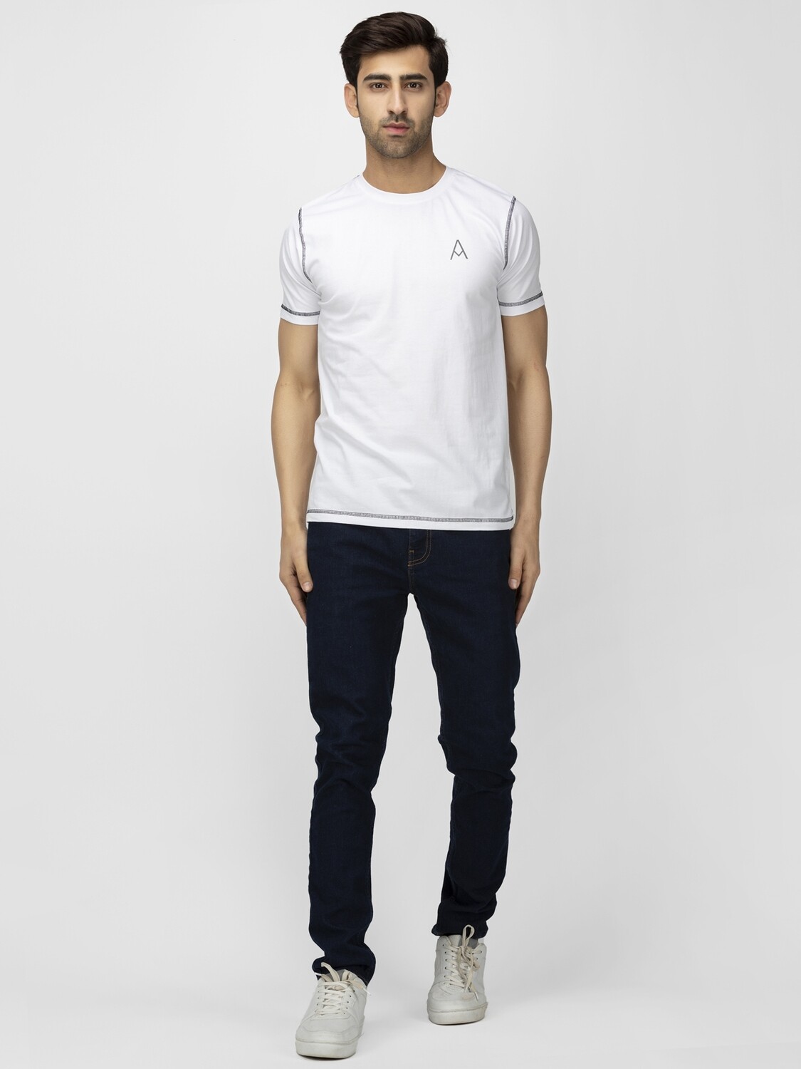 White Tee with Contrast Stitch