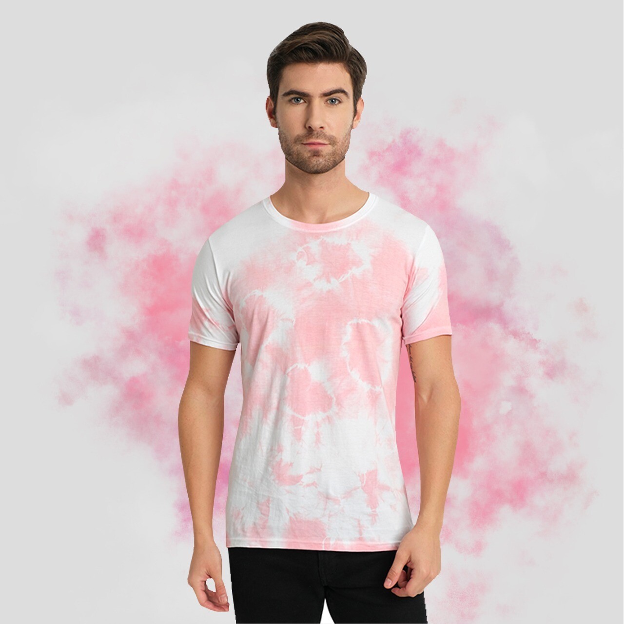 Aestheticmen Pink Crumple Tie Dye T-shirt