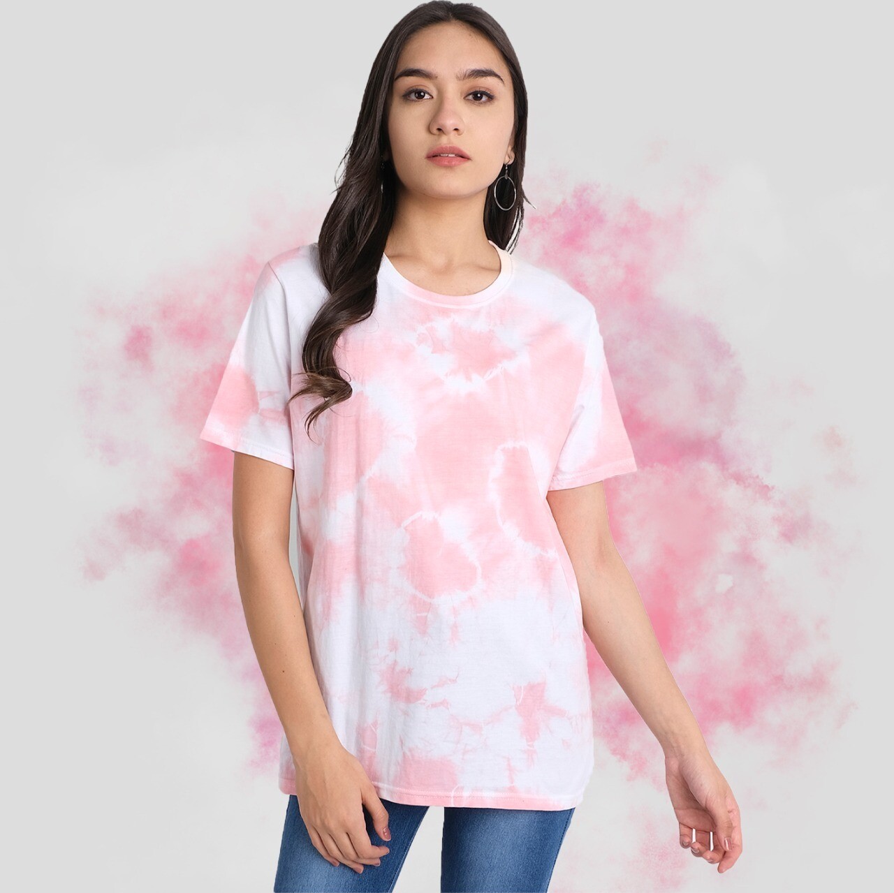 Women's Pink Crumple Tie Dye T-shirt