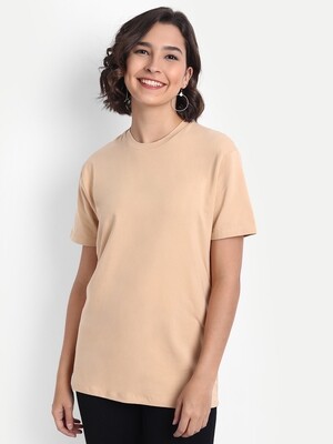 Women's Beige Basic T-shirt