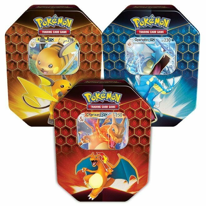 Hidden Fates Charizard, Gyarados &amp; Raichu Tins Bundle