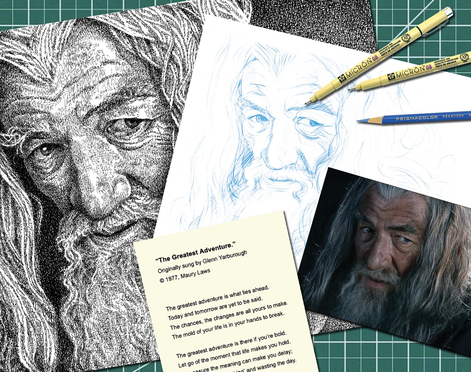 CUSTOM WORD ART DRAWING (8X10 inches) from Photo (or Imagination)| Personalized Gift | Word Art | Personalized Gift | Wall Decor (Gandalf drawing is just a sample)
