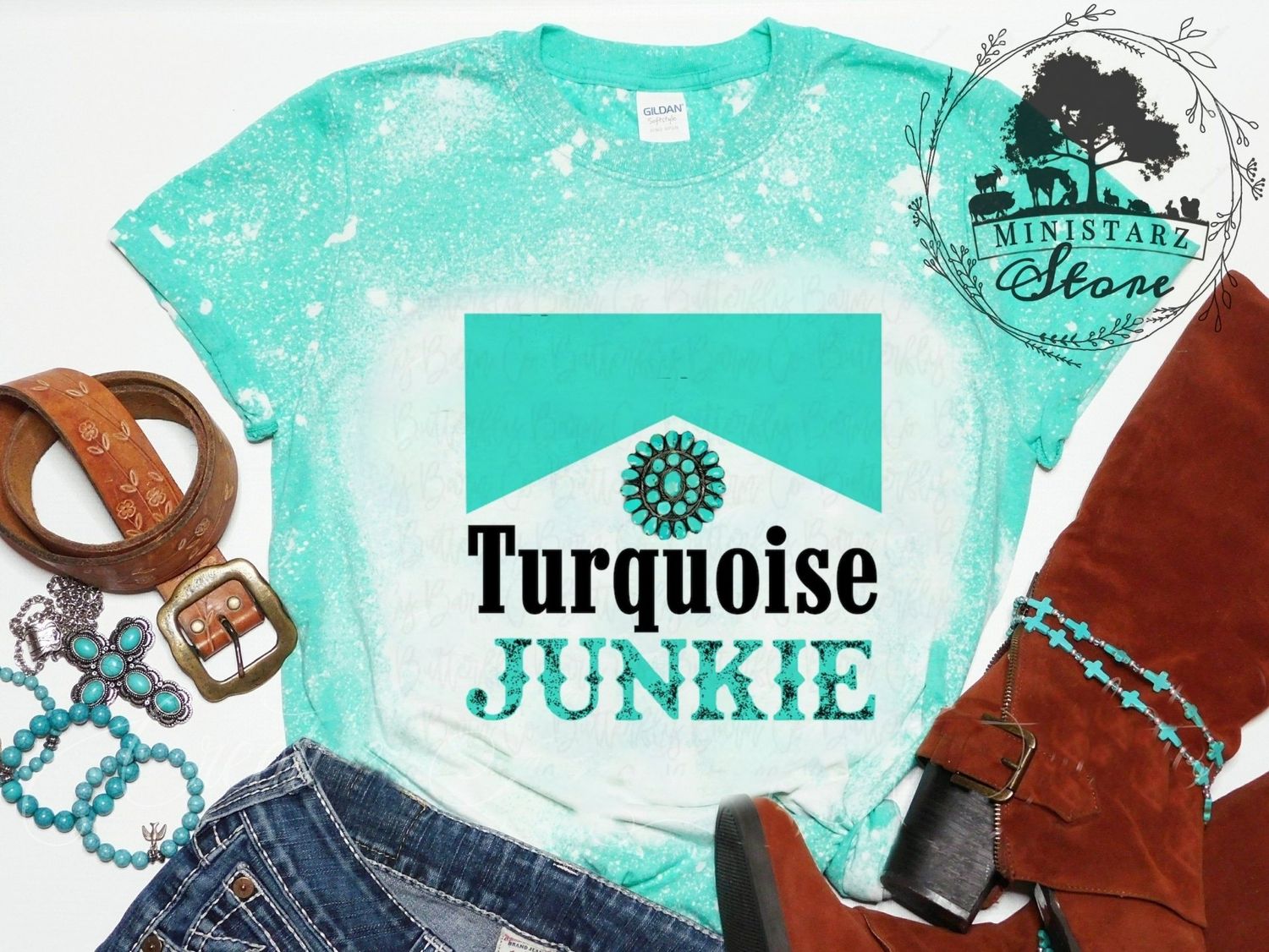 Turquoise Junkie Bleached Tee