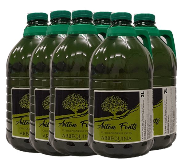 Pack de 6 garrafas de 2 litros de aceite de oliva arbequina virgen extra